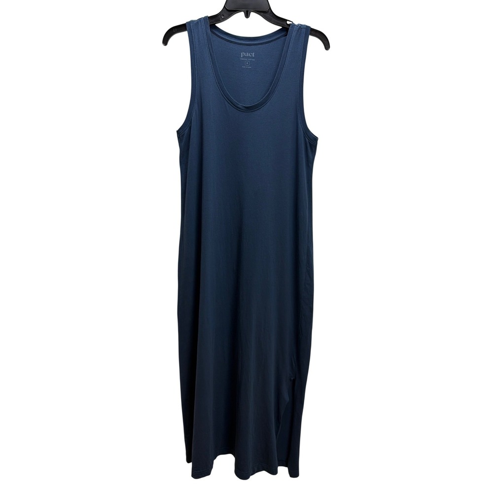 Pact 100% Organic Cotton Softspun Blue Tank Dress Medium Minimalist Basic